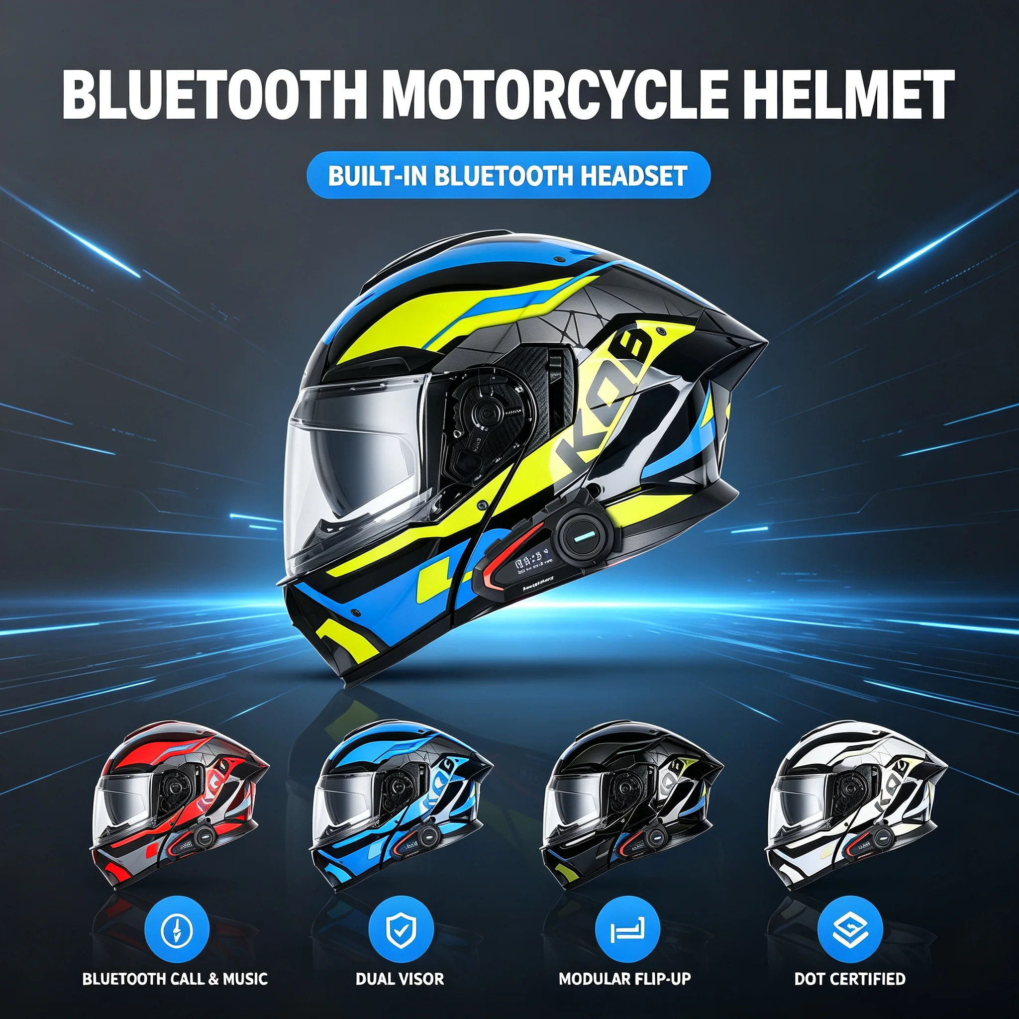 Kuqibao with Bluetooth earphones motorcycle helmet personalized drop resistant voice call electric scooter flip helmet