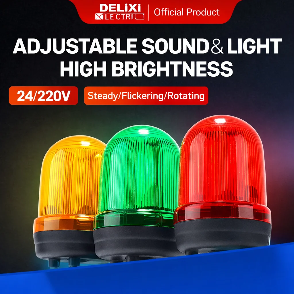 

Вращающийся сигнальный маячок Delixi JDS100, проблесковый маячок-сигнализатор 220В/24В, красно-зеленый, со звуковым и световым оповещением, интегрированный мигающий светодиодный фонарь