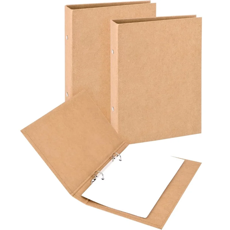 2Pcs A5 Refillable Ring Binder,A5 Kraft Paper Binder Tray with 2 Rings To Add Loose Sheets,A5 Kraft Paper Folders