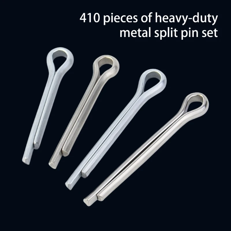 410Pcs Cotter Pin Split Pin Fastener Hitch Pin 6 Size Rustproof for Trailer Locking Tractors Hardware Pin