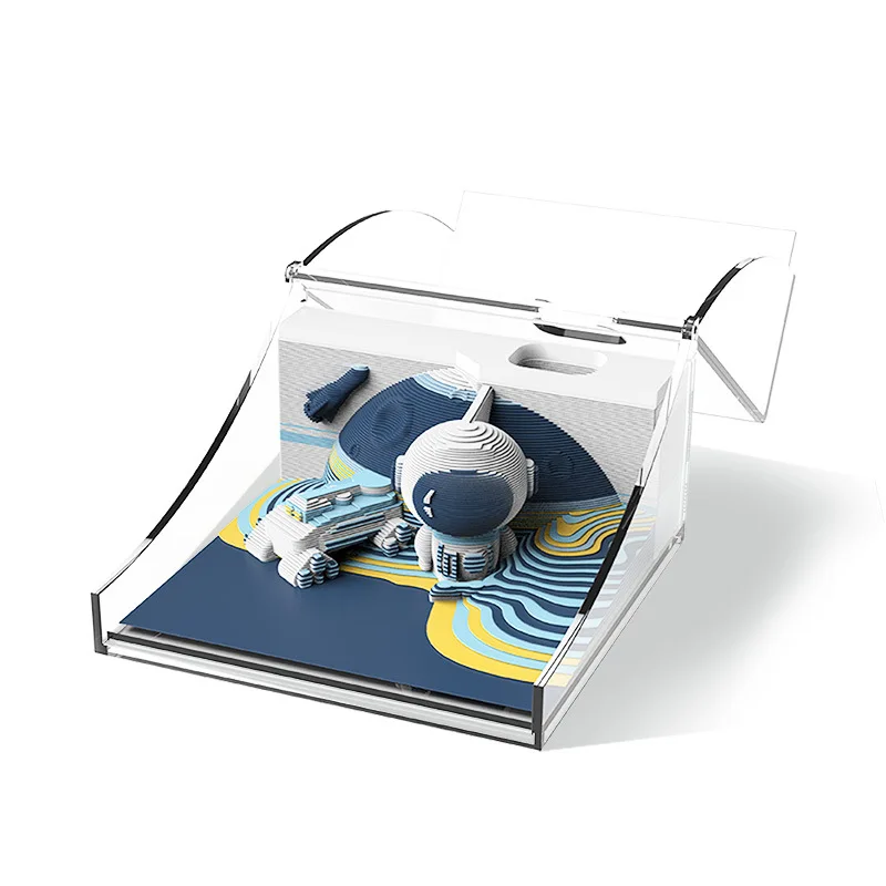 Serie de exploración espacial, estéreo 3D, decoración de notas adhesivas, proyecto de exploración Lunar, tallado en papel, artesanía, regalo para niño