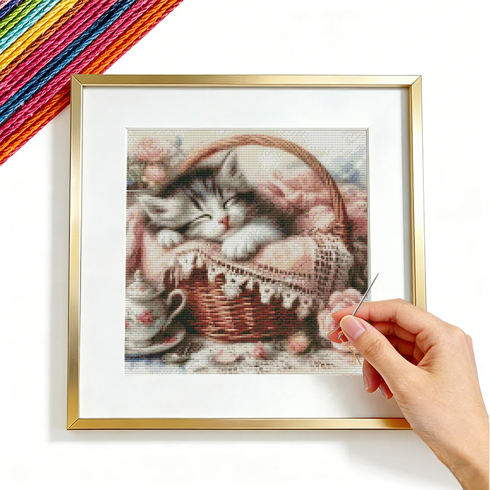 Embroidery Guide Paper - Bordado Ponto Cruz Gato Animal 11CT