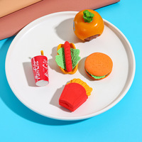 4Pcs/Lot Cute Cartoon Hamburgers French fries Cola Student Rubber Pencil Eraser Simulation Food Eraser Kids School Supplies Gift