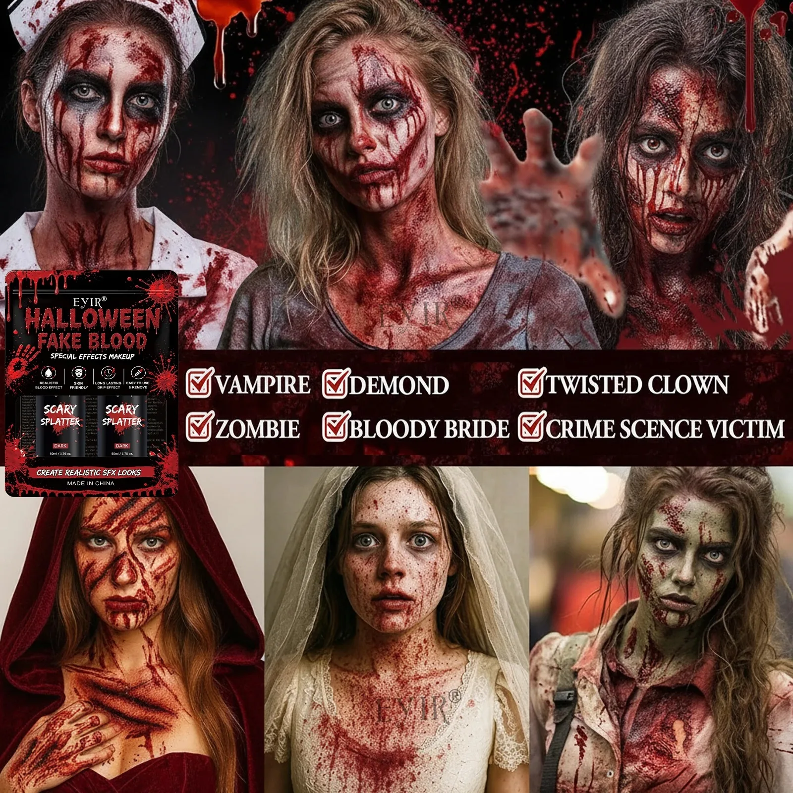 Fake Blood Gel SFX Makeup Clotted Blood Effect Halloween Costume Makeup Vampire Zombie Horror Party Decoration 50ml