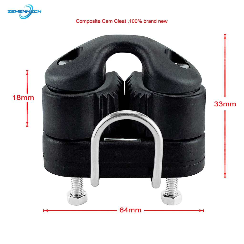 Boat Accessories Black Composite Ball Bearing Cam Cleat with Leading Ring Pilate Equipment Fast Entry Rope Wire Fairlead Sailing
