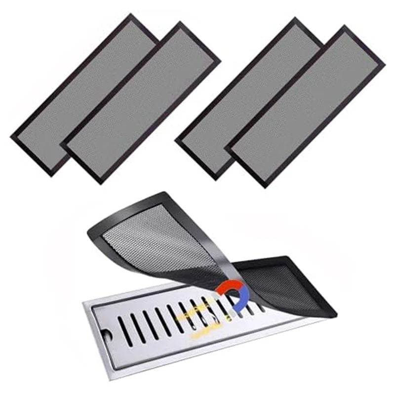 Floor Vent Covers Magnetic PVC Vent Mesh Cover, 4Pack Black Air Vent Screen Cover Floor Vent Cover