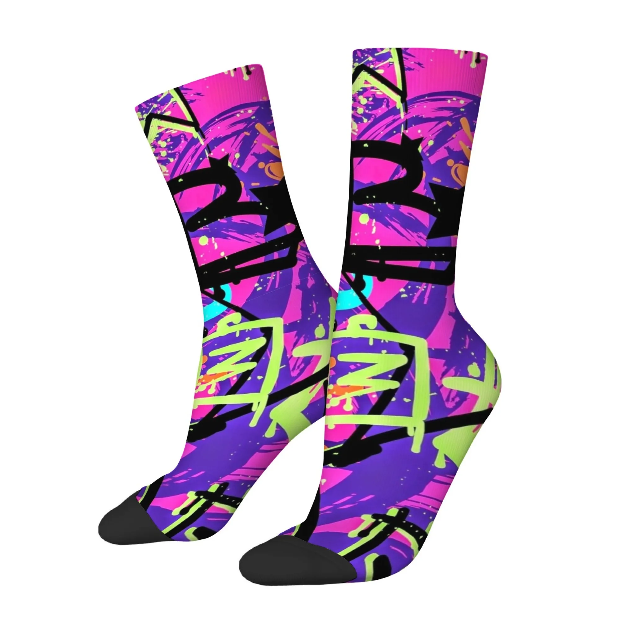 Fun and Colorful Printed Men's Socks Comfortable Non-slip Breathable Socks Quirky Hip-hop Style Outdoor Casual Sports Socks