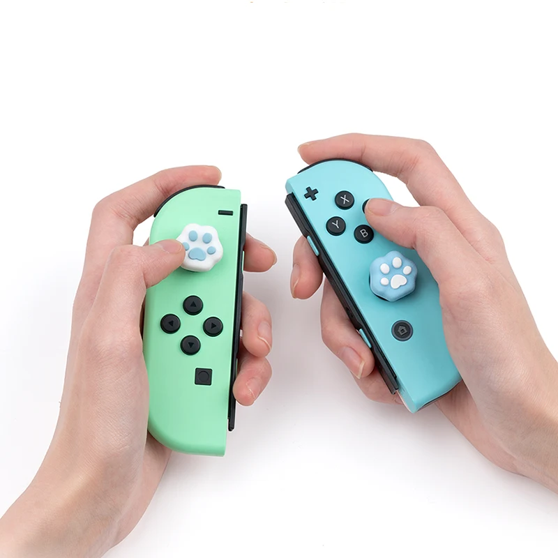 Capa protetora para nintendo switch oled ns lite joy-con controlador miniaturas capa de proteção de aperto de vara de polegar macio pata de gato