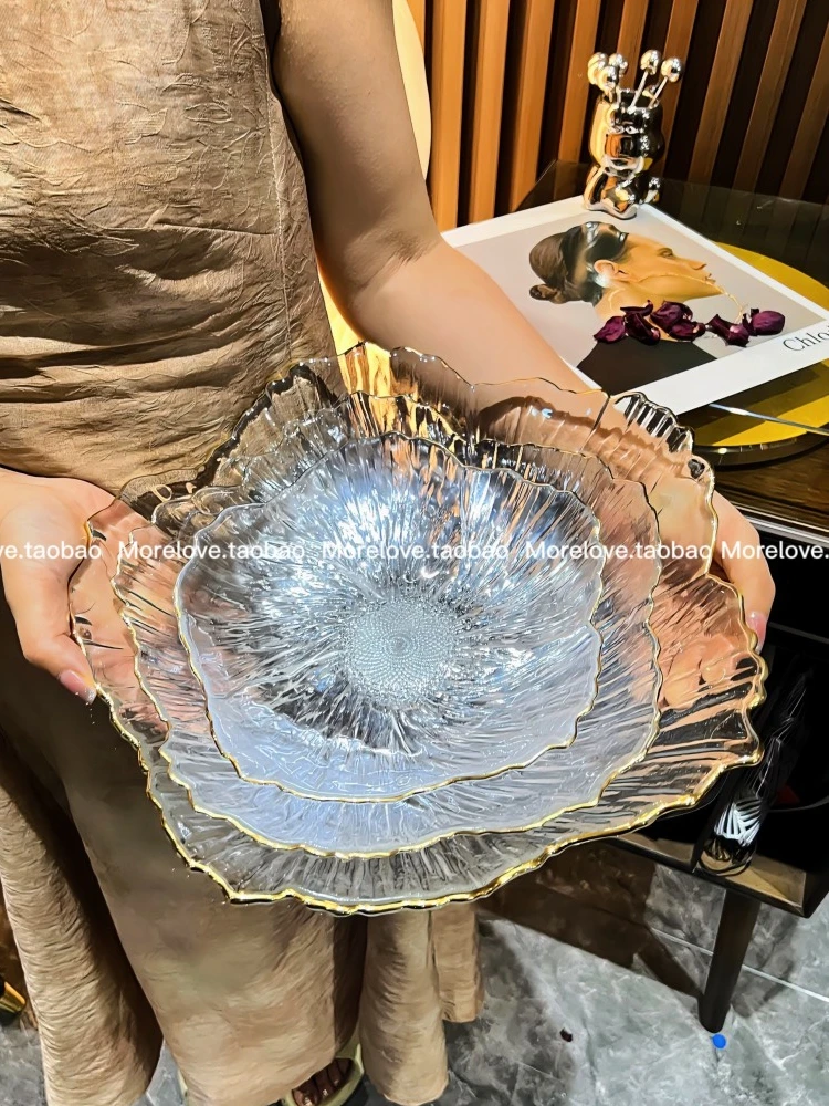 yyhcLight luxury high-end fruit plate crystal glass bowl is very beautiful, high-end exquisite merchant living room 2024 new mod