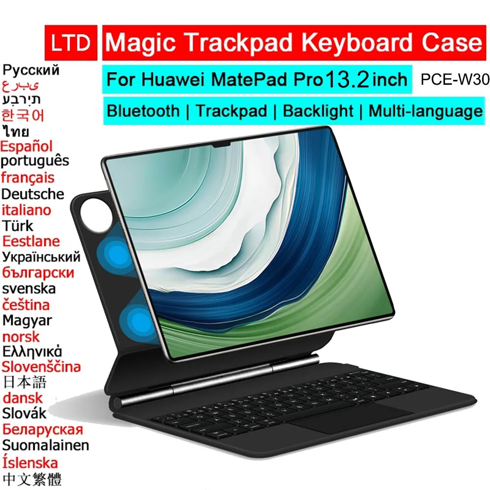 

Detachable Keyboard Cover For HUAWEI MatePad Pro 13.2 inch 2023 PCE-W30 W40 Tablet Case Russian Arabic Spanish Magic Keyboard