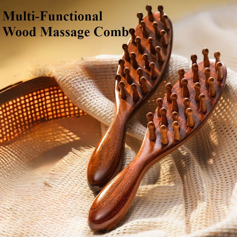 Wood Therapy Massage Combs Scalp Head Massager Multi-Functional Natural Sandalwoods Circular Tooth Guasha Scraping Body Massager