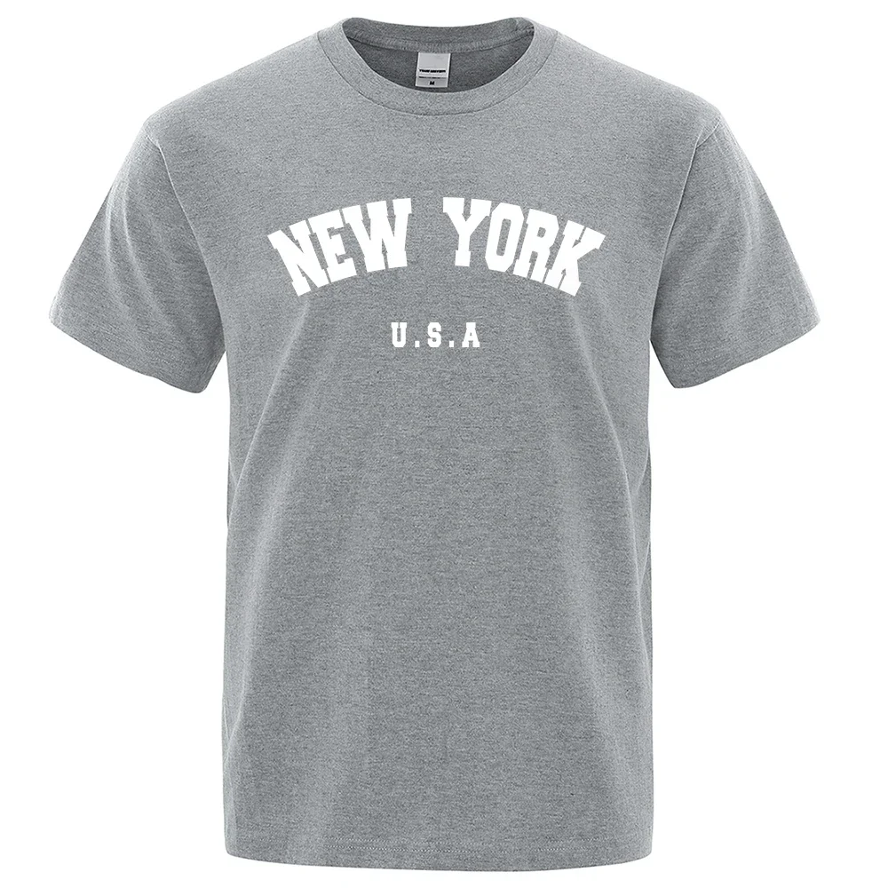 U.S.A New York USA City Street Printed T-Shirts For Men Loose Oversized T Shirt Fashion Breathable Short Sleeve Clothing