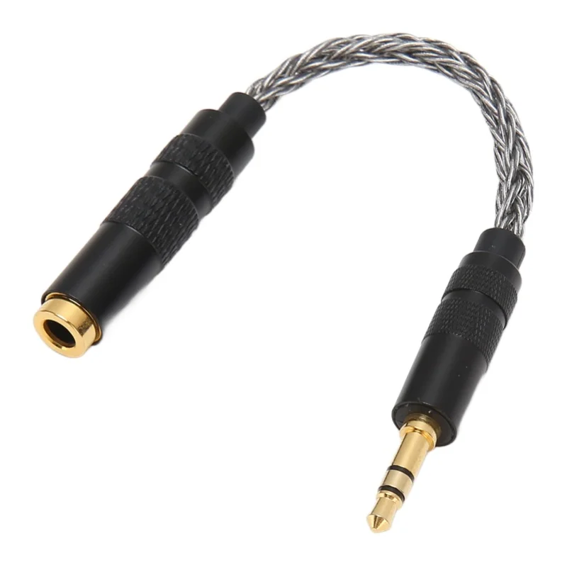 4.4mm Balanced Female To 3.5mm Stereo Male Adapter Cable Gold Plated Connectors Portable Headphone Convert Cable Cold Grey