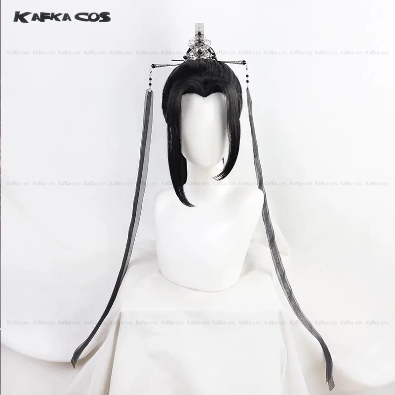 DY20He Xuan-Peluca de Cosplay larga y negra, 75cm, Anime Tian Guan Ci Fu, bendición oficial del cielo, pelo sintético, ropa para fanáticos de Halloween P