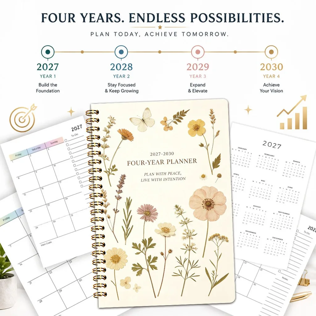 A5 2027-2030 Four-Year Planner Spiral Bound Personal Goal Management Portable Notebook Back To School Plan Gift