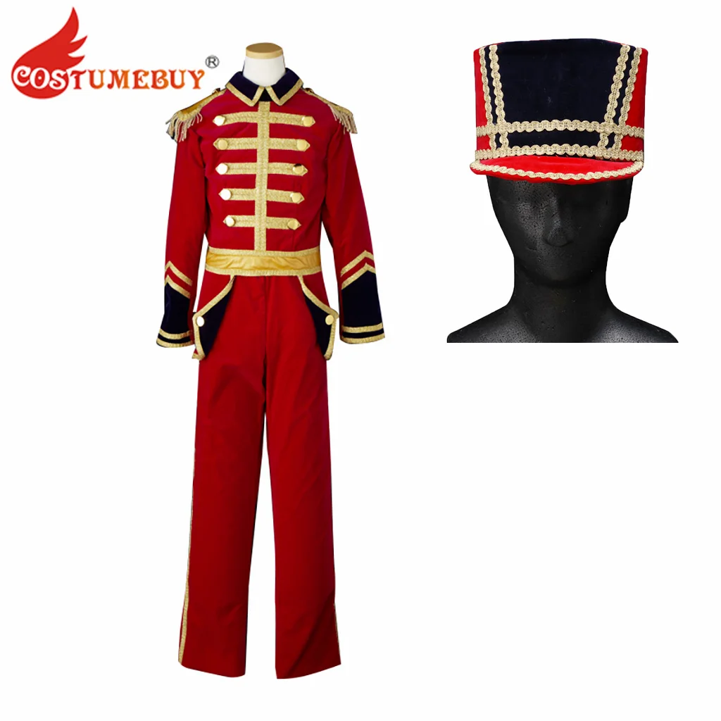 Men's Medieval Punk Officer Military Drummer Parade Jacket Suit with Hat Steampunk Gothic Vintage Soldier Costume Uniform