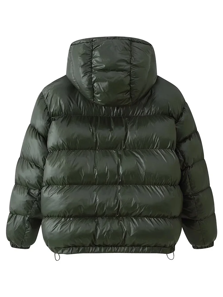 HH femme mode manches longues poches solides fermeture éclair veste à capuche hiver femme décontracté cordon pain coton rembourré veste