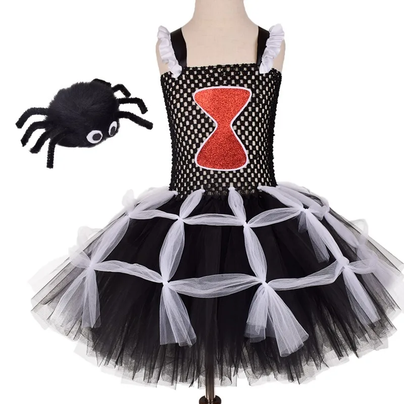 Children's cartoon spider pattern tulle tutu skirt, Halloween party stage costume, festival role-playing outfit,  party clothing