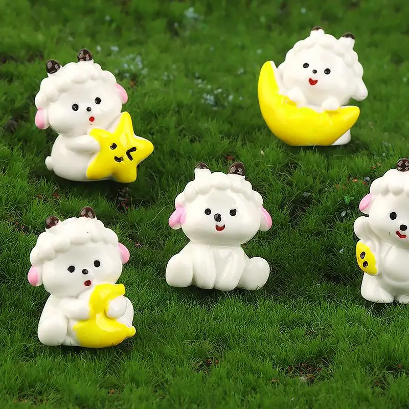 Adorable Mini Resin Sheep Figurines 5Pcs Cute Cartoon Animal Decor for Micro Landscape DIY Home Crafts