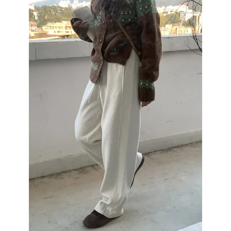 

Lazy Autumn and Winter Sweatpants, Ogilvy Velvet Thickened Drape High Waist and Thin Loose Straight Sports Casual Pants