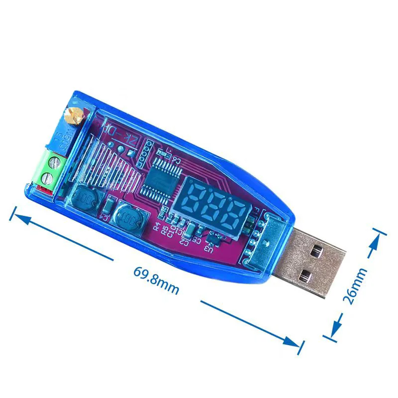 DC-DC USB adjustable step-up/down power supply regulator module 5V to 3.3V 9V 12V 24V DP red light green light