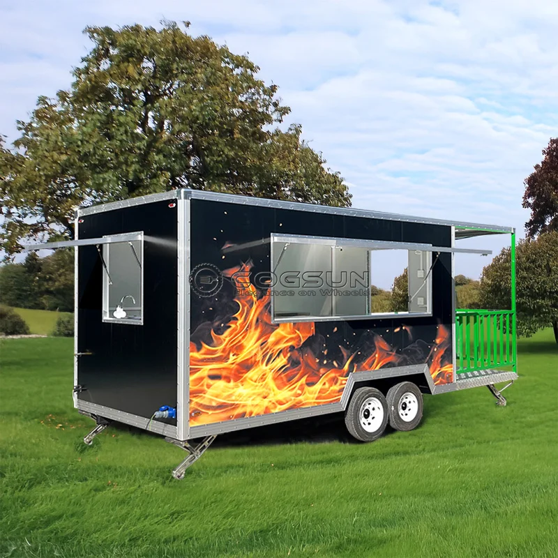 

Мобильный грузовик для еды 2024, грузовик для завтрака с фритюрницей и полной кухонной грузовик для уличной еды, прицеп американского стандарта