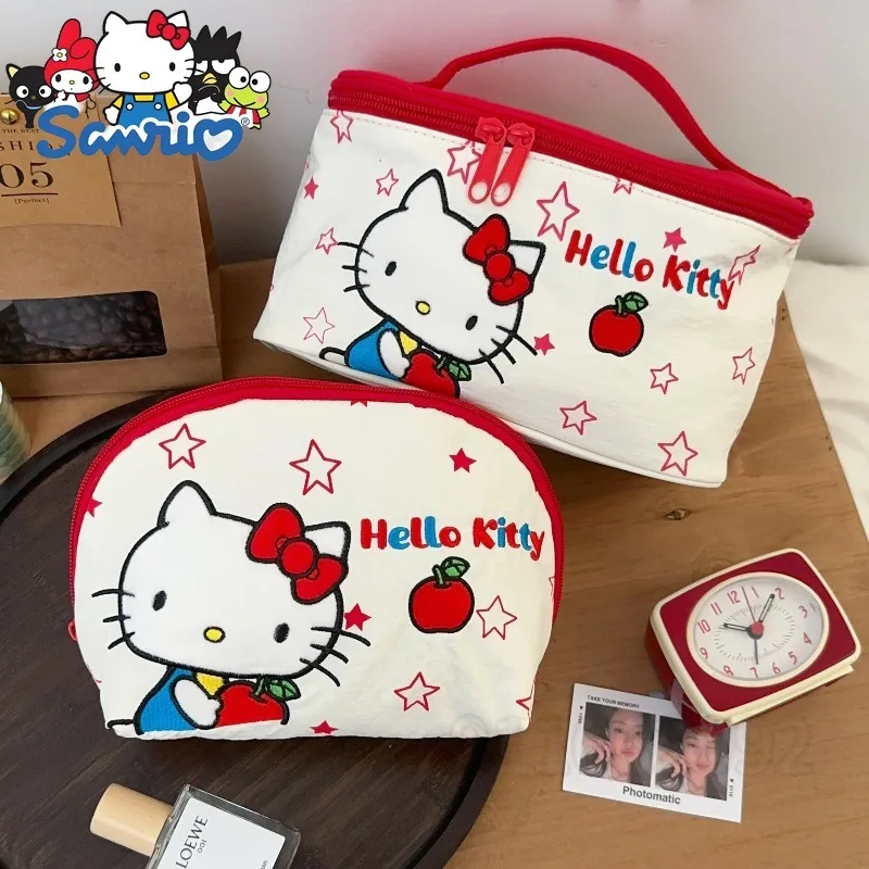 

Hello Kitty New Cosmetic Bag Luxury Brand Embroidery Fashion Portable Cosmetic Bag 2 Pieces Travel Storage Toiletry Bag