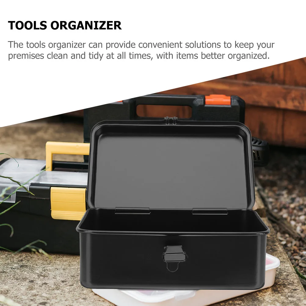 

2pcs Metal Tool Box Iron Toolbox Organizer Locking Storage Container Waterproof Tools Case Heavy Duty Mechanics Organizer
