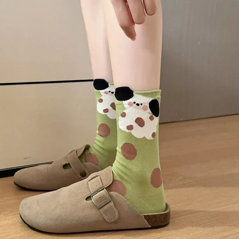 New Women Socks Cartoon Animal Printed Japanese Kawaii Cute Socks Women Girls Casual Harajuku Vintage Middle Tube Socks