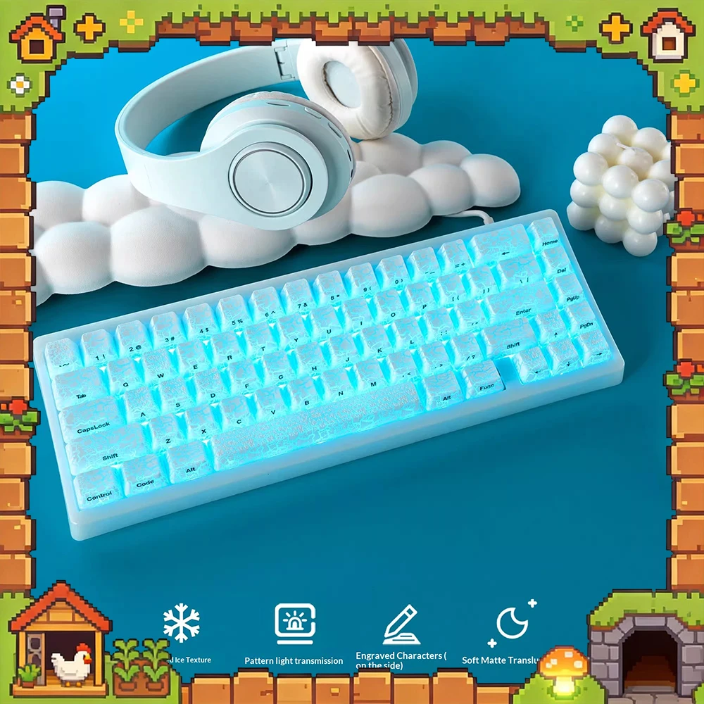 XVX Ice Crack 2.0 PC Keycaps Light Transmission Keycap IMD Process Ergonomic Design Keyboard Keycaps Customized PC Gifts