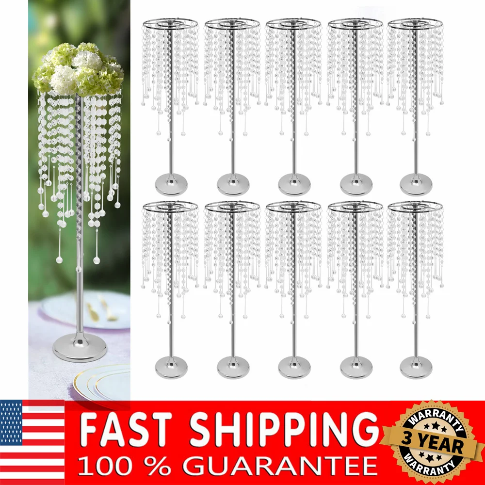 10pc Crystal Silver Flower Stand 75cm Large Flower Stand Wedding Decor Crystal Road Lead For Event Party Decoration