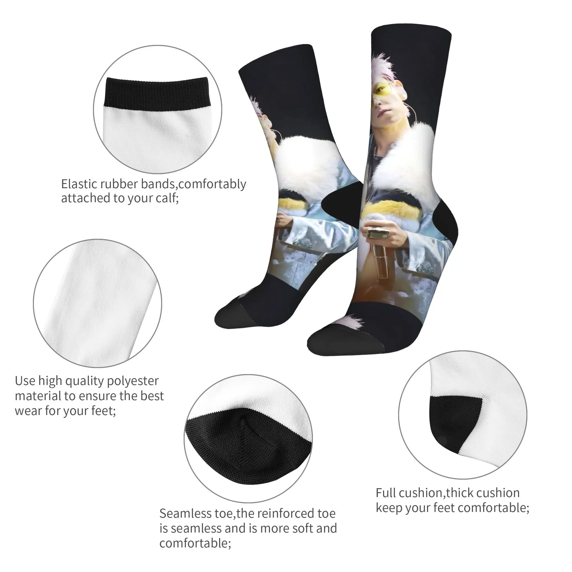 الكبار الرجال الجوارب الكورية المشاهير المغني T-TOP جوارب الربيع العصرية الدافئة جوارب ناعمة مطبوعة سكيت المضادة للانزلاق الجوارب