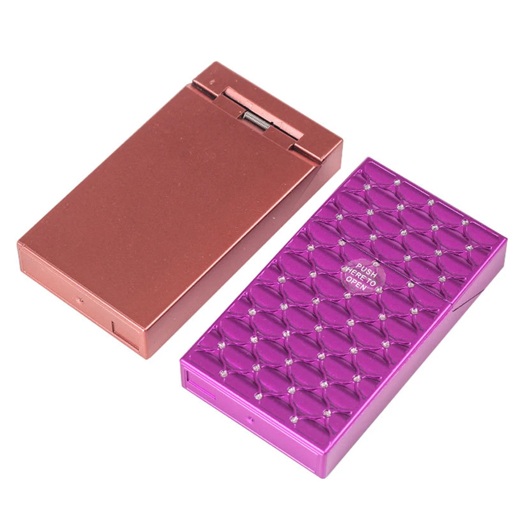 1pcs Shiny Portable Rhinestone Diamond Cigarette Case For 20cigarettes Bling Slim Smoking Storage Box Smoking Accessories Pink B