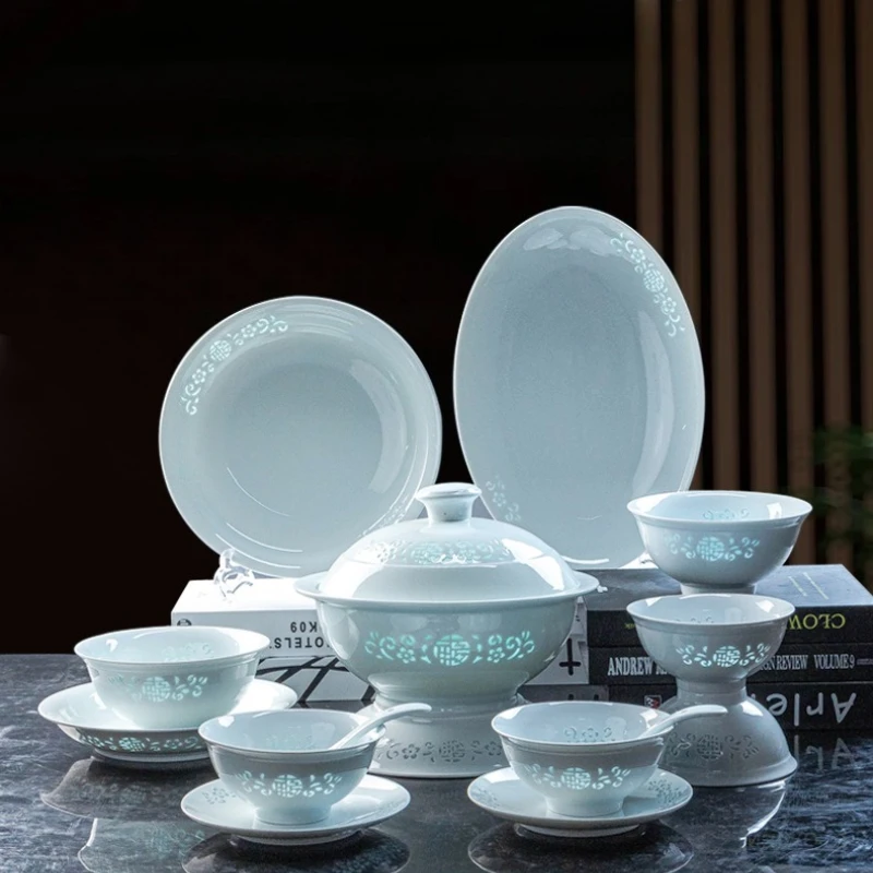 Chinese Style Luxury Plates Dinner Sets China Dish Sets Ceramic Dishes Sets Full Set Vajillas Completa Complete Tableware