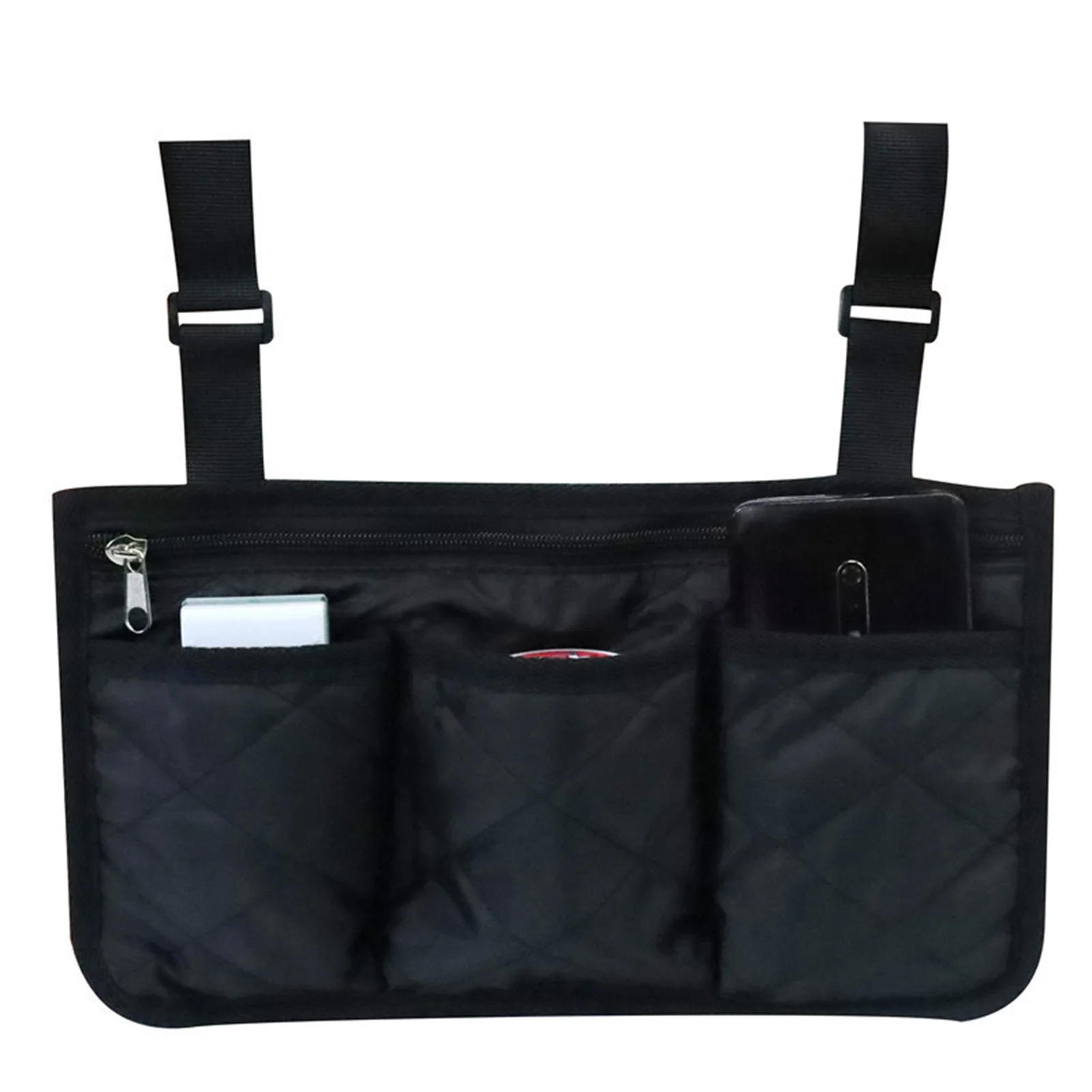 1pc Wheelchair Side Organizer Reflective Durable Armrest Storage Bag for Elderly Disabled Walkers Rollators Scooters Travel