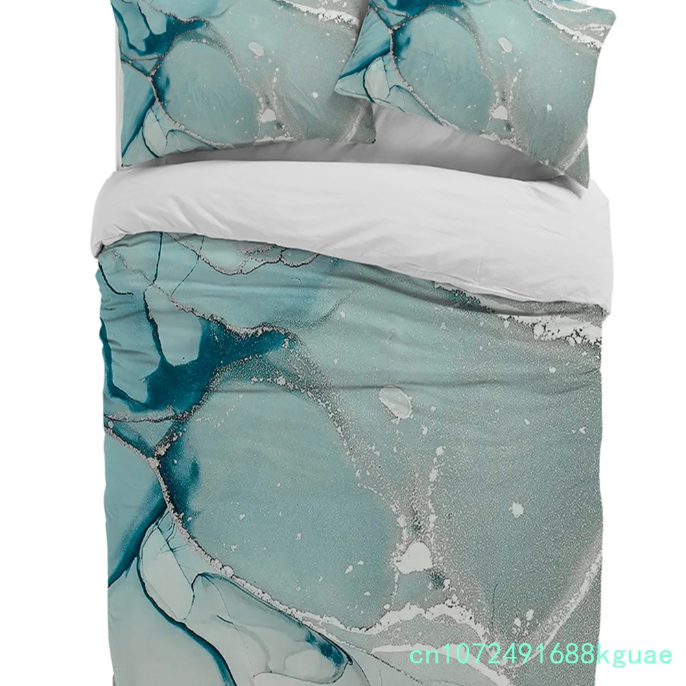 Marble Texture Green Duvet Cover With Pillow Case Custom 3pcs Bedding Set Quilt Cover Double Bed Home Textile