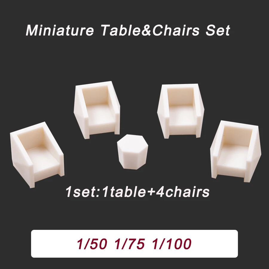 1set  1:50 1:75 1:100 Mini Table &Chairs Set Architecture Building Materials Indoor Decoration Layout for Diorama