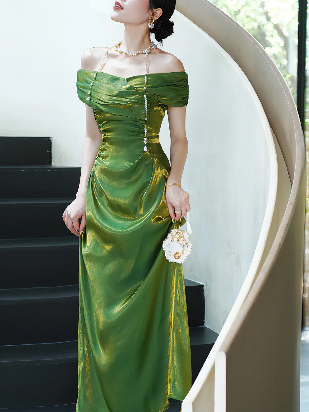 

Винтажное женское вечернее платье Ele с одним открытым плечом, облегающее, с принтом оленей и роз, длинное, для вечеринок, свадеб, свиданий и выступлений