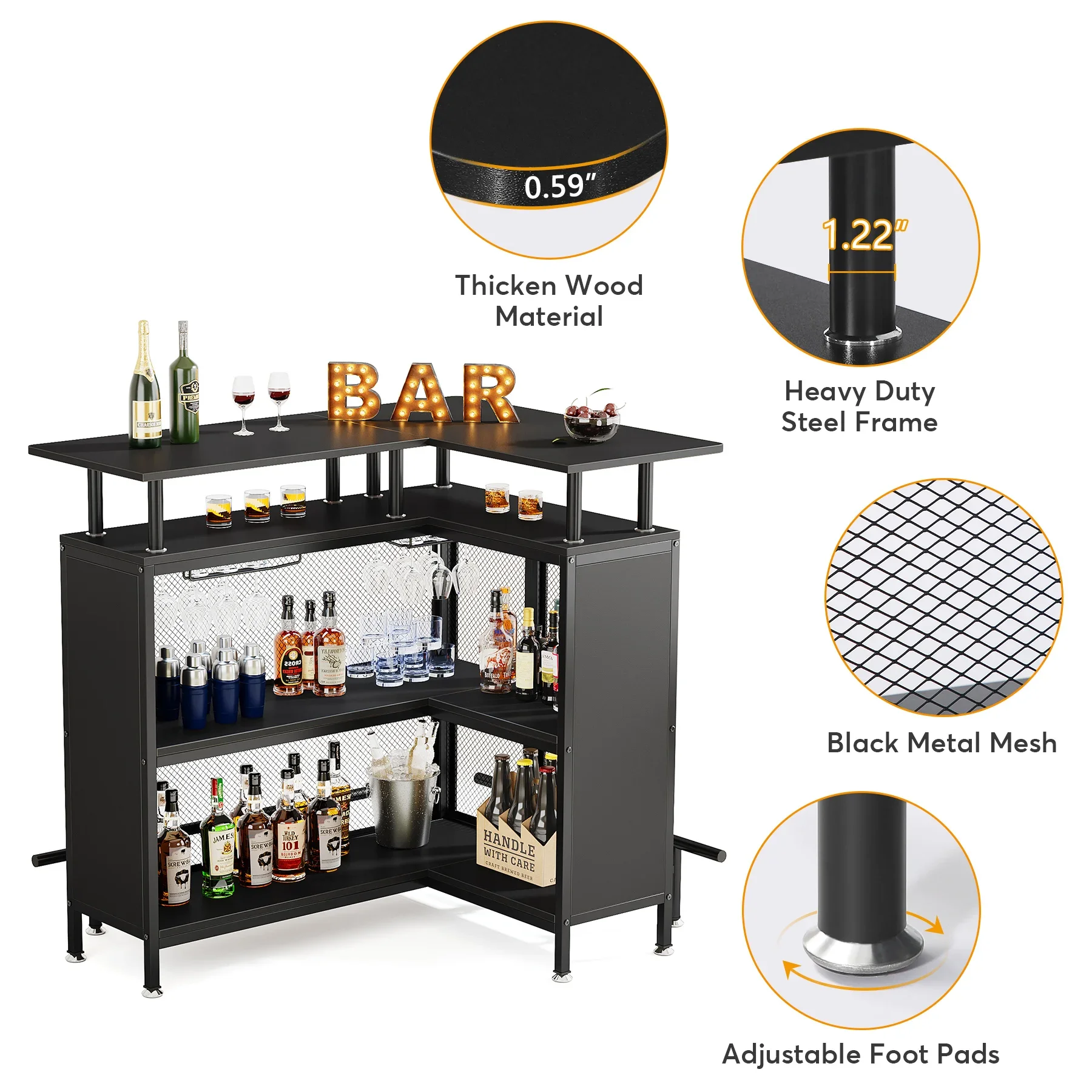 Tribesigns Home Bar Unit Mini Liquor Table Cabinet