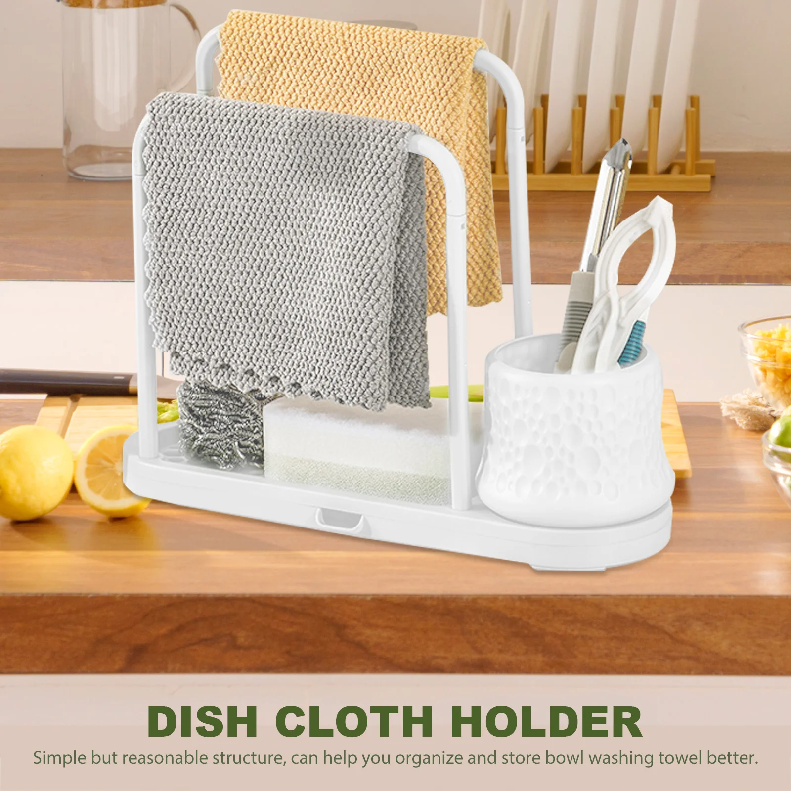 

MultiUse Dishcloth Drying Rack NoDrill Countertop Organizer For Towels Sponges And Brushes