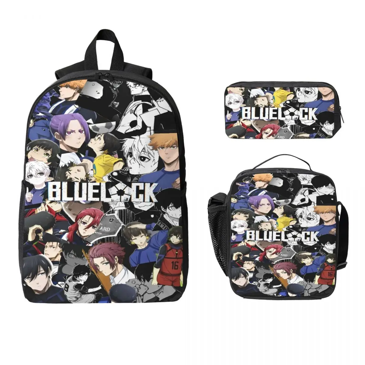 

Blue Lock Bachira Yoichi Isagi Kids Backpack Lunch Box Pencil Boxes for Boys Girls Preschool Backpacks Schoolbag Bookbag Set