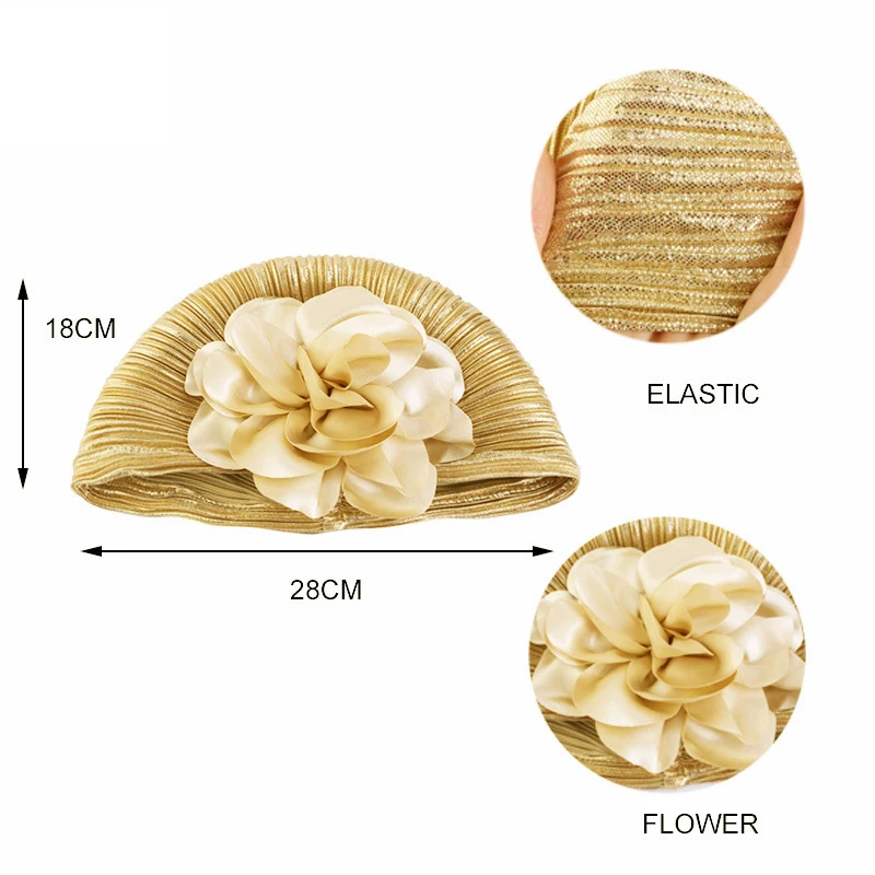 2024 New Women Big Flower Hijabs Hat Bonnet Turban Headscarf Cap Muslim Turbante India Hat Islamic Head Wrap Hair Accessories