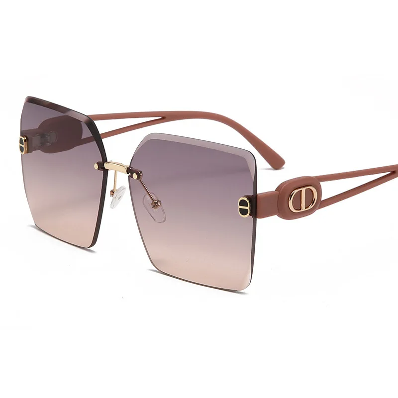 Nouvelles lunettes de soleil sans bordure, à la mode, carrées, tendance, street shot, visière Joker unie