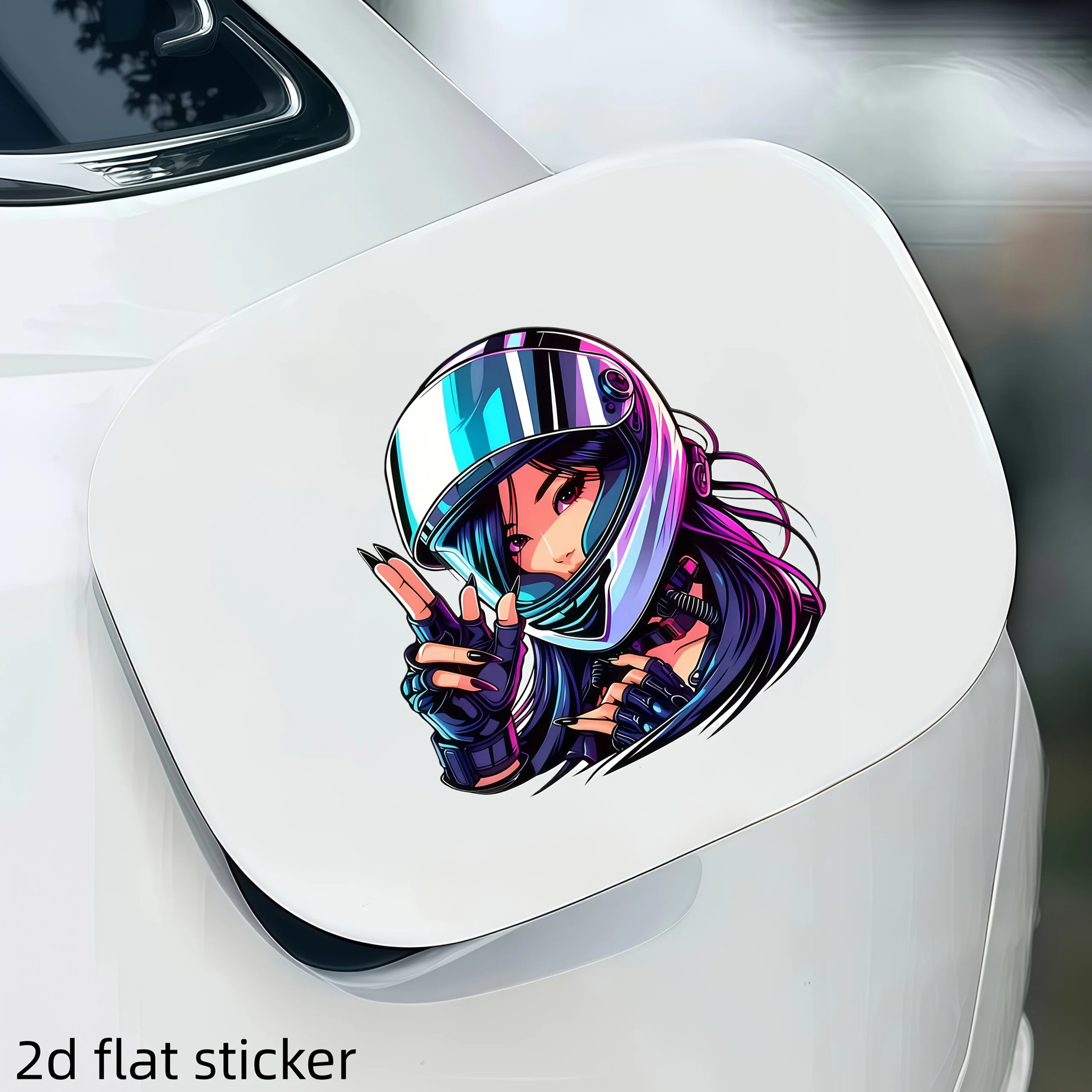 Anime Helmet Biker Girl Waterproof Vinyl Stickers for Car Motorcycle Laptop Luggage view 5