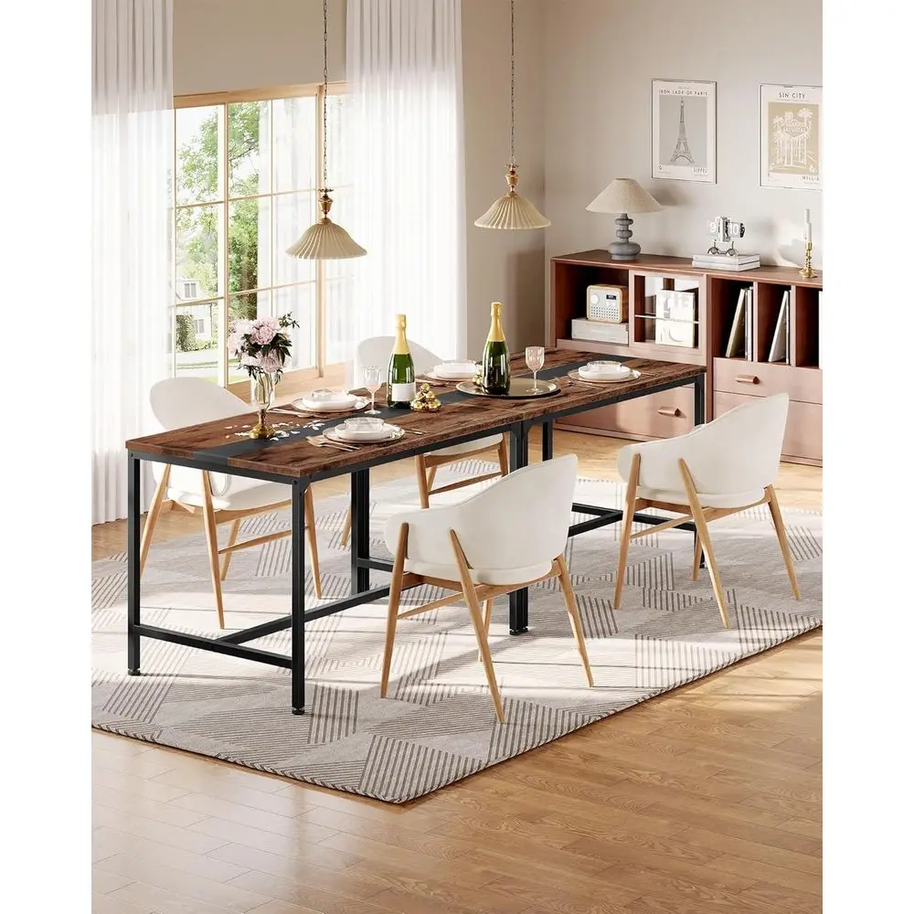 47.2'' Dining Tale, RecColor-locked Kitchen Dinner Tale, or 6 People, Writing Desk, or Dining Room, Living Room, Oice, Rustic ro