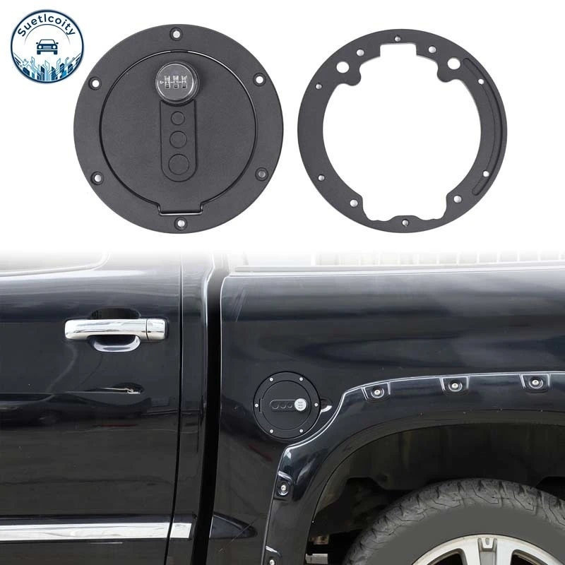 Exterior Car Accessories For Toyota Tundra 2007-2021 Aluminum Alloy Black Car Fuel Tank Caps Fuel Tank Anti-Theft Lock Cover