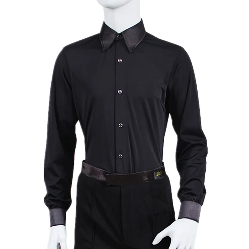 Adulte danse latine irt hommes danse moderne une pièce longue Sve arp col valse danse haut Fitn vêtements de sport