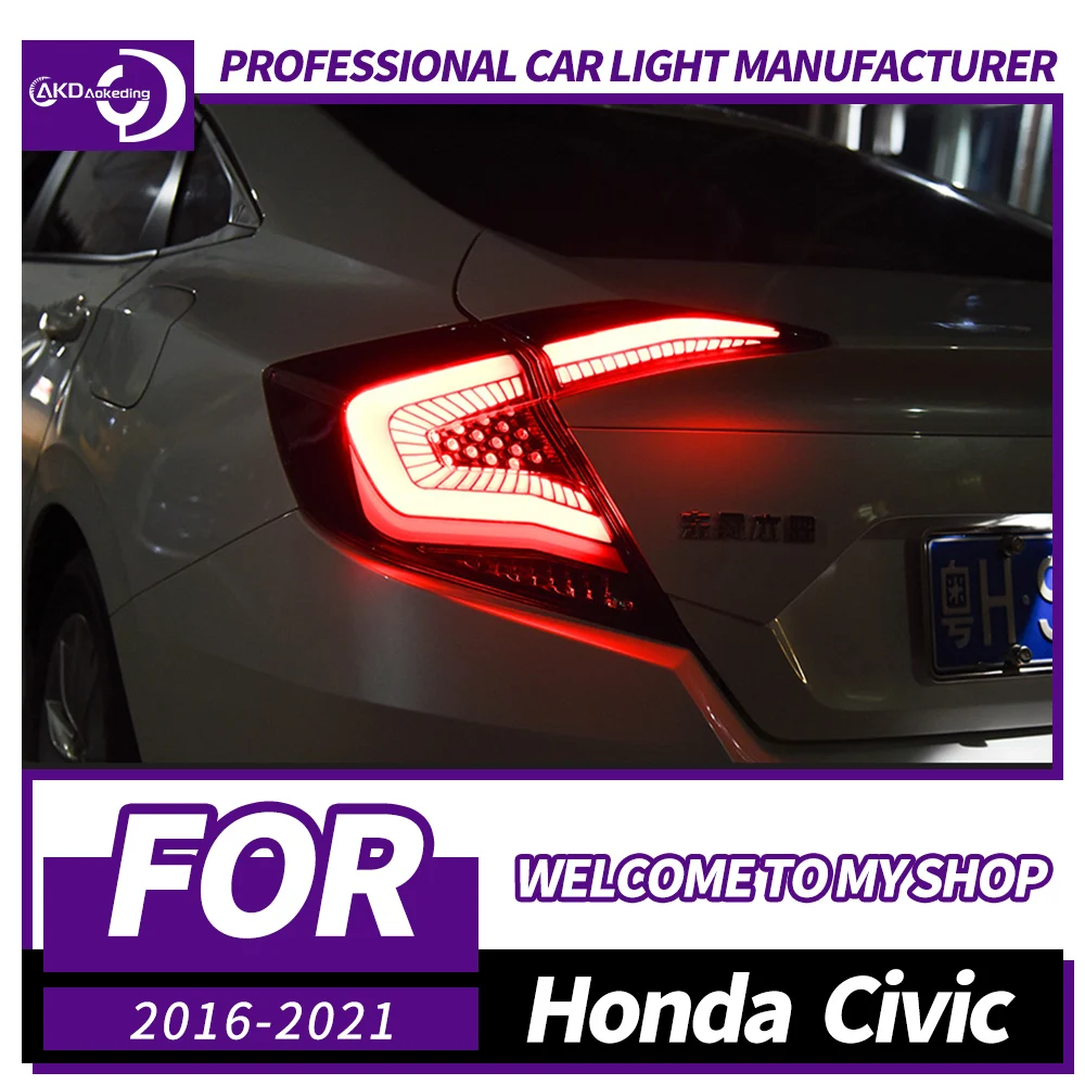 

AKD автомобильные задние фонари для Honda Civic 10th 2016-2021 светодиодные автомобильные задние фонари дневные ходовые огни динамические указатели поворота