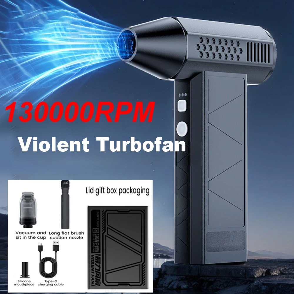 

130000RPM Mini Air Blower With Extra Vacuum Kits Turbo Jet Fan Wind Speed 52m/s Electric Blower Vacuum Cleaner Brushless Motor