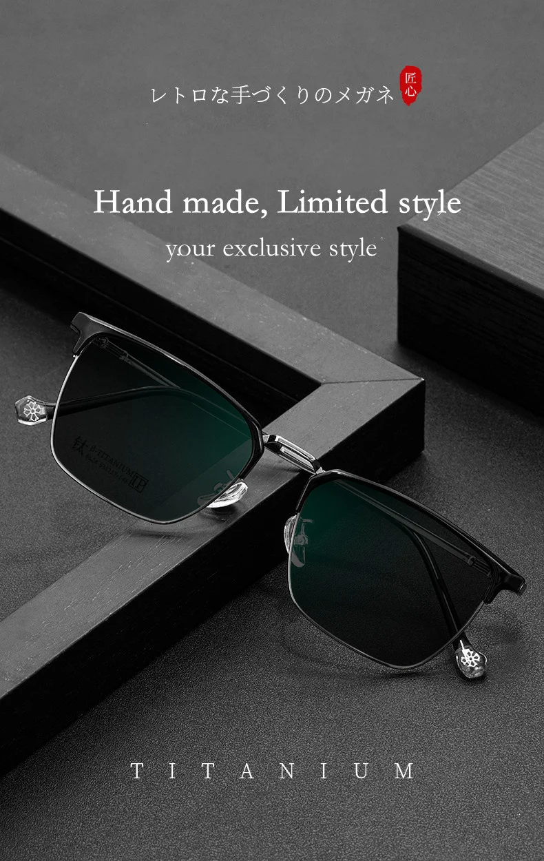 LOERHUNAR Ultraleichte Myopie-Sonnenbrille aus reinem Titan für Herren, Retro-Stil, Business, Fahren, Angeln, Outdoor, Reisen, Sonnenschutzbrille – Detail 1